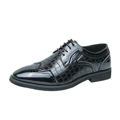 Mens Lace up British Style Oxford Brogue Shoes Genuine Leather Formal Business Dress Office Work Shoes