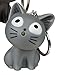 Produktbild Objektkult Schlüsselanhänger Katze mit LED & MIAU-Sound, grau, als Mini-Taschenlampe für unterwegs, 4,5x3,6cm, Länge mit Schlüsselring 9 cm, Material: Kunststoff und Metall