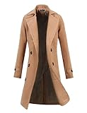 Lende Men's Trench Coat Winter Long Jacket Double Breasted Overcoat,Khaki,Large