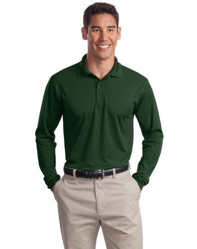 SPORT-TEK Men's Long Sleeve Micropique Sport Wick Polo L Forest Green