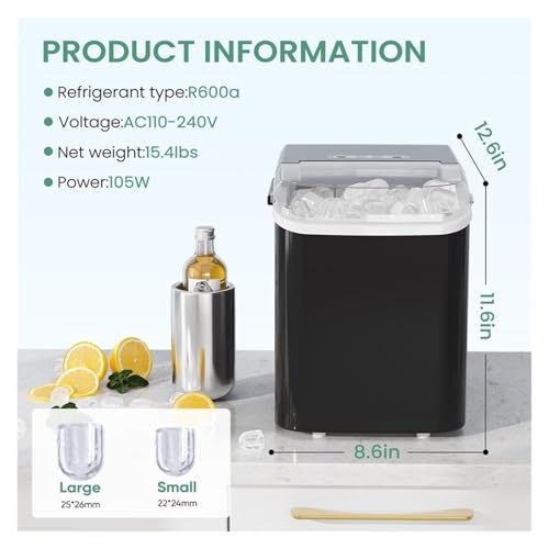 Máquina fabricadora de hielo portátil, con función de autolimpieza y producción diaria de hielo, incluye cesta para recoger hielo y asa, ideal para cocina, camping o RV miniatura 5