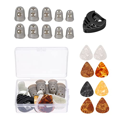 sourcing map Guitare Doigt Protecteur Ensemble L M S XS XXS Gris avec Guitare Médiator Paquet de 10 - Les Beatles, Paul McCartney, John Lennon, RIngo Starr, George Harrison sourcing map Guitare Doigt Protecteur Ensemble L M S XS XXS Gris avec Guitare Médiator Paquet de 10