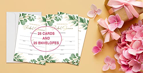 Bridal Shower Invitation Cards With Envelopes - Greenery Invites For Wedding, Engagement, Showers, Parties And Receptions - 25 Cards And 25 Envelopes(A03) #TOP2