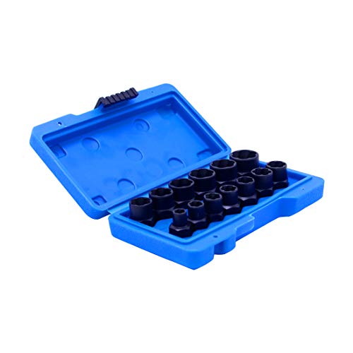 GOSWIFT Impact Bolt & Nut Remover Set 13 Pieces, Nut Extractor Socket Bolt Remover Tool Set, Twist Socket Set, Lug Nut Remover Extractor Tool, Bolt and Lug Nut Extractor Socket Tools