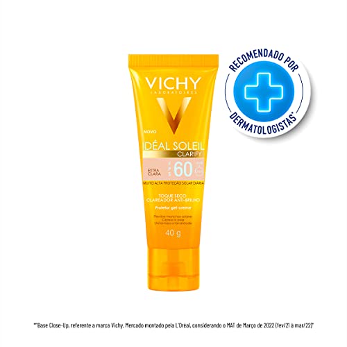 Protetor Solar Facial Vichy Idéal Soleil Clarify Cor Extra Clara FPS60 - 40g