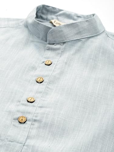 Image of Majestic Man Men's Cotton Regular Fit Traditional Mandarin Collar Ethnic Motifs Solid Long Kurta