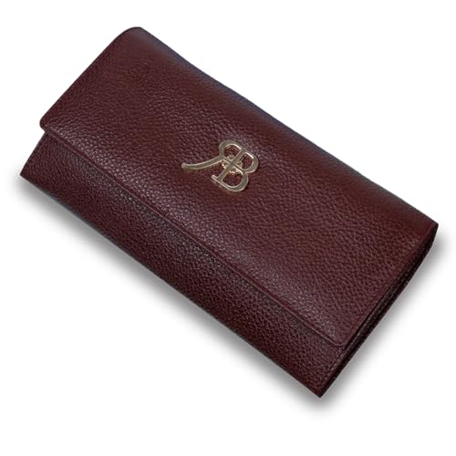 Rich Born ClassicFold Women’s Genuine Leather Long Wallet | Full Grain Ladies Clutch Wallet with Multiple Compartments, Card Holder, ID Slot, RFID Blocking & Secure Snap Button |Maroon