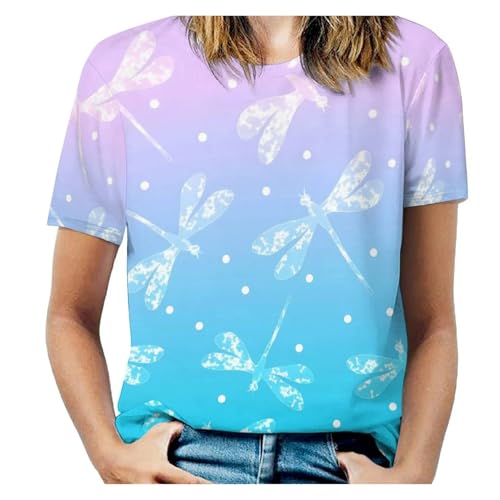 T-shirt imprimé libellule parfait pour un look d'été décontracté en L