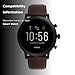 Fossil 44mm Gen 5 Carlyle Stainless Steel and Leather Touchscreen Smart Watch, Color: Black, Brown (Model: FTW4026)