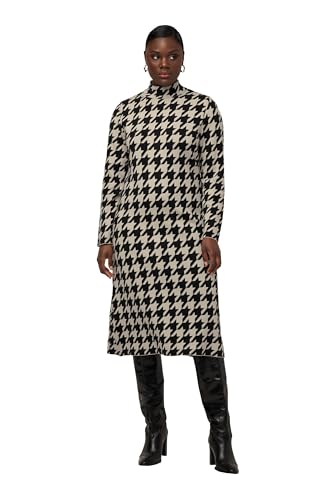 Robe midi en maille pied-de-poule chaude et confortable grandes tailles
