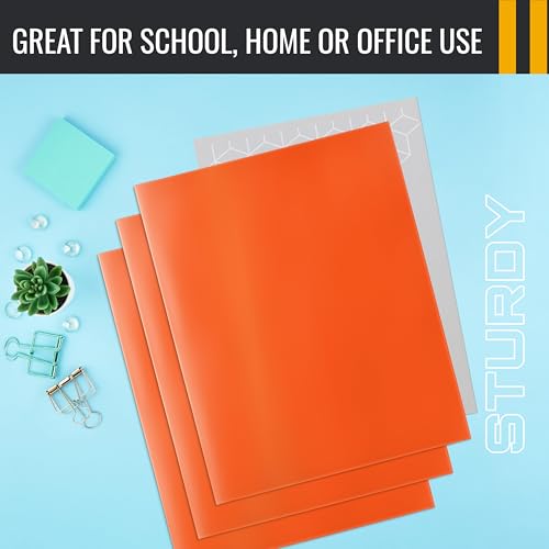 Image of Better Office Products 2 Pocket Glossy Laminated Paper Folders, Letter Size, Orange Paper Portfolios, Box of 25 Orange Folders