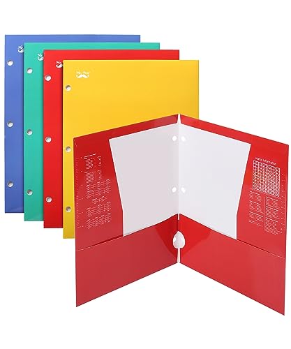 Mr. Pen- Pocket Folders, 4 Pocket, 4 Pack, Assorted Colors, Folders with Pockets 3 Hole Punched, Folders, Folders for School, Folders with Pockets, Binder Folders, Pocket Folders for 3 Ring Binder.