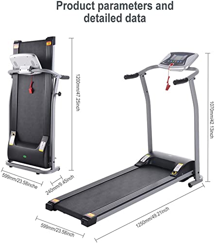 Electric Folding Treadmill with Incline for Home with LCD Monitor,Pulse Grip and Safe Key Motorized Running Jogging Walking Exercise Machine Space Saving for Home Gym Easy Assembly