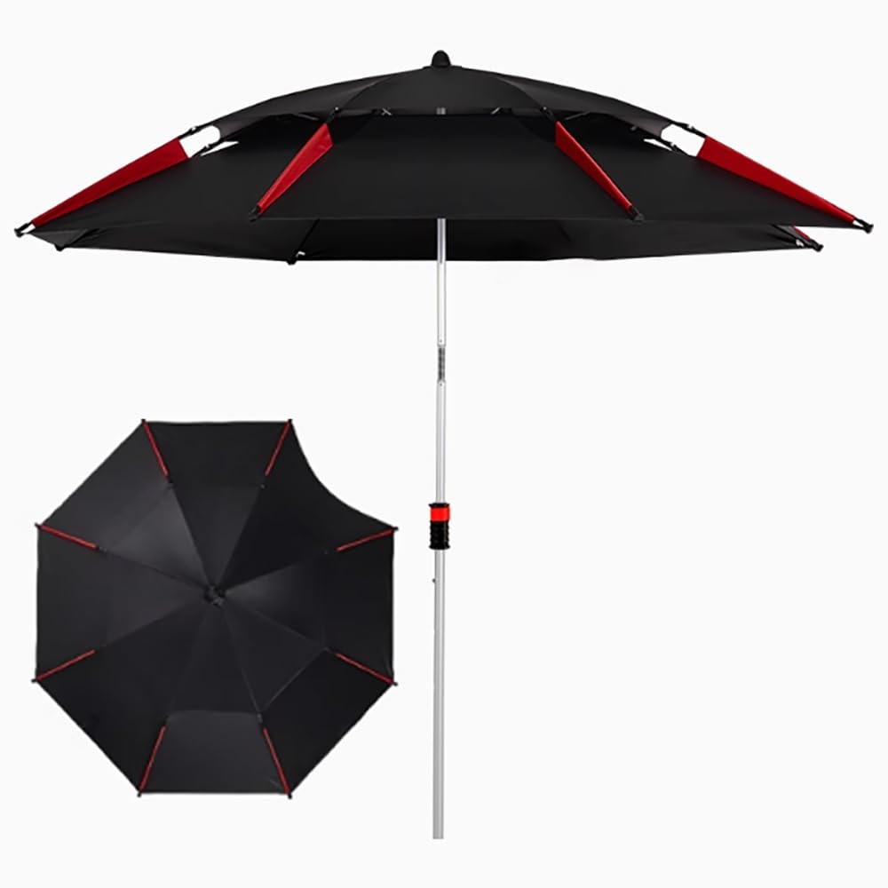 Ombrellone da pesca portatile, 2,6 m/8,5 piedi, nero, ombrellone rotondo da 6,5 piedi, 7 piedi, 8 piedi per campeggio, patio, spiaggia, piscina, golf