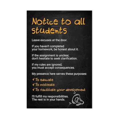 Classroom Management Poster Expectations Rules Motivational Quotes Wall Art for Teachers Middle School High School Decor(Unframe