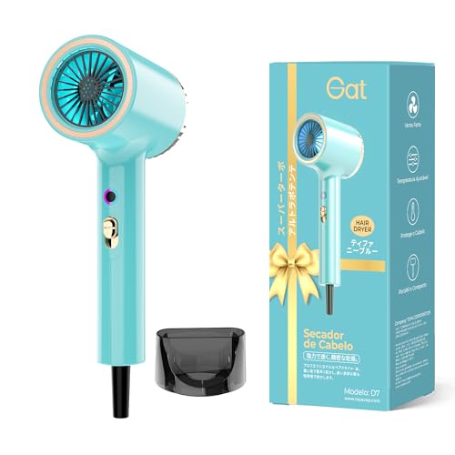 Gat Secador de Cabelo Profissional, 2000W, 3 Temperaturas Quente e Frio, Compacto e Portátil, Ideal Para Viagem e Uso Familiar, Anti-Frizz, Secagem Rápida, Design Moderno (Tiffany, 220V)