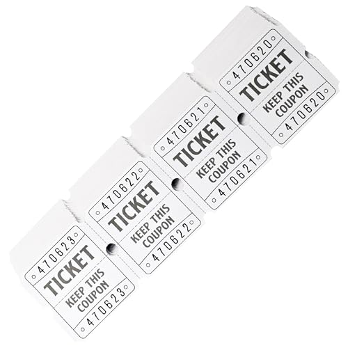 L LIKED 200 Raffle Tickets, 50/50 Double Roll Tickets for Event, Raffles, Carnival, Door Prizes and Class Reward (White)
