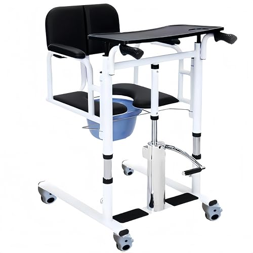 Patient Lift Transfer Chair,Patient Lift Transfer Chair for Home,Hydraulic Aid 180°Split Seat,Height-Adjustable Nursing Chair and Transfer Chair,With Chamber Pot