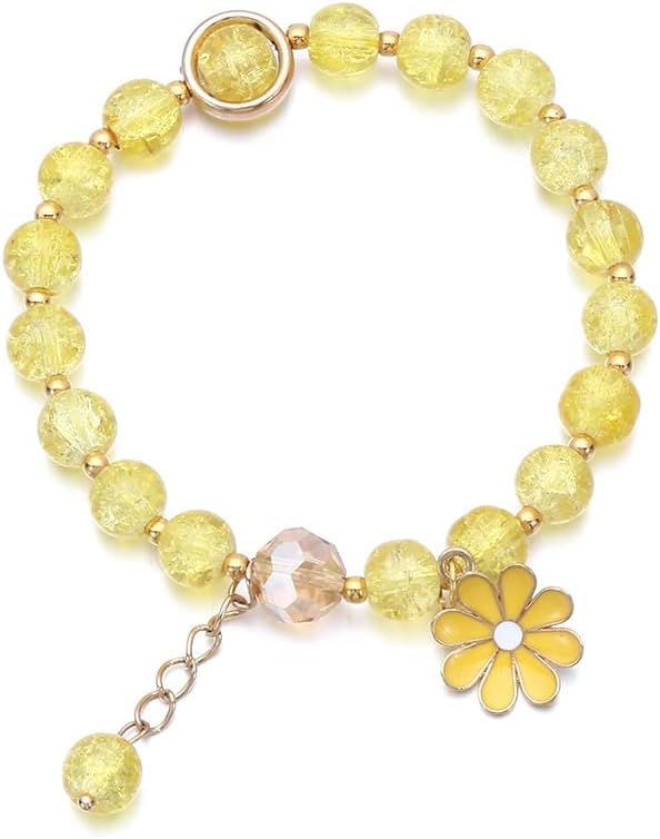 El Regalo 1 PC Dailsy Flower Sparkly Crystal Beads Tassel Bracelet for Girls/Teens/Women- Cute Crackle Beads Daisy Flower Stretch Bracelet (Yellow) (B0CR91HGBT) Amazon Price History, Amazon Price Tracker