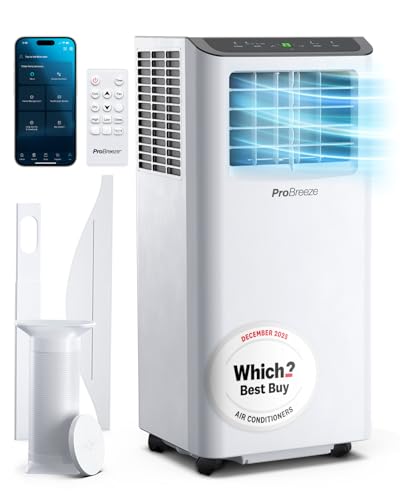 Pro Breeze 4-in-1 Portable Air Conditioner 9000 BTU – Smart Home WiFi Compatible - 24 Hour Timer &...