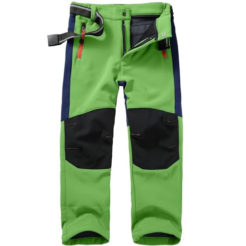 Kids Sweatpants Children's Softshell Ski Trousers Lined Cargo Trousers Thermal Trousers Boys Girls Snow Trousers Winter Outdoor Trousers Hiking Trousers (Green, 9-11 Years)