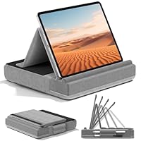 KDD Tablet Pillow Stand, Multi-Angle Viewing Ipad Holder for Lap, Bed and Desk, Foldable Soft Pad Dock with Stylus Mount Compatible with Ipad Pro 12.9, 10.5, 11, Air, Mini, Phones, Books, E-Reader