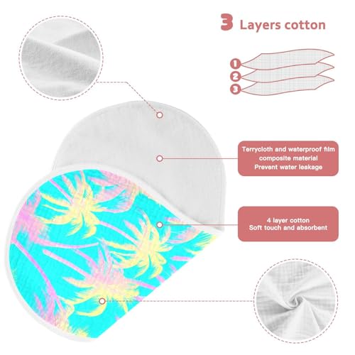 Tropical Coconut Palms Baby Burp Cloths Muslin Burp Cloth Absorbent Baby Wash Cloths Burping Cloths for Babies Burp Clothes Rags Towel for 22x11IN Baby Boy Girl Essentials,2 Pack4