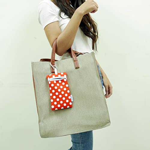 Image of Neoprene Neck Cell Phone Sleeve Bag Pouch w / Clip (Red White Polka Dots)
