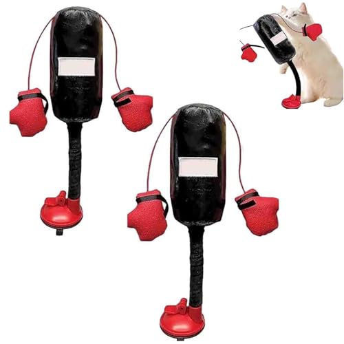 EHOTER Guantoni da boxe per gatti, sacco da boxe per gatti, con guanti, giocattolo interattivo per gatti, sacco da boxe (2 pezzi)