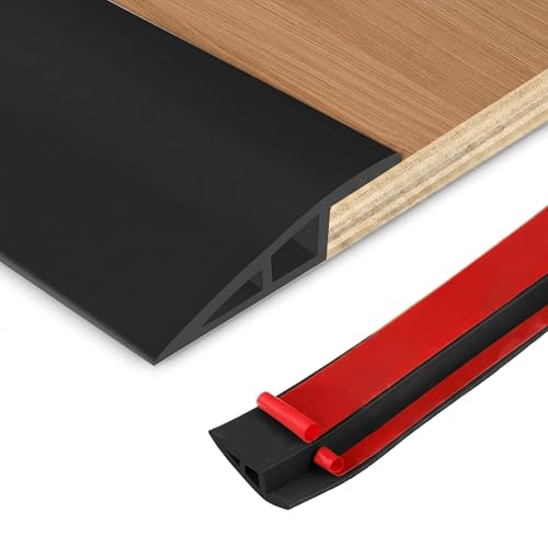 Floor Transition Strip Vinyl Door Threshold Ramp Self Adhesive Carpet Edging Strip Doorway Edge Trim, Overlap Edge Reducer for Laminate Carpet, Floor, Tile (Black, 2/5" to 3/5", 3.3Ft) by DBHXXMB-HH - Used condition - CA$5.64