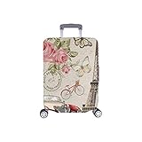 InterestPrint Vintage Paris Eiffel Tower Rose and Bicycle Travel Luggage Cover Baggage Suitcase Protector for 18'-21' Luggage