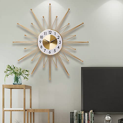 Large Wall Clock Metal Mid Century Decorative Wall Clock For Living Room Decor, 24 Inch Silent Battery Operated Big Wall Clocks Modern Home Wall Art For Bedroom,Kitchen,Dining Room,Hotels,Office #TOP5