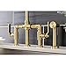 Kingston Brass KS2337KL Whitaker Industrial Style Bridge Kitchen Faucet with Brass Sprayer, Brushed Brass