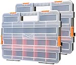 Organisateurs de Boîte à Outils Makitoyo, Organisateur de Petits Éléments Noir Interconnectable pour Fixations, Pièces et Artisanat avec Diviseurs Amovibles, Paquet de 2 Pièces, Noir & Orange