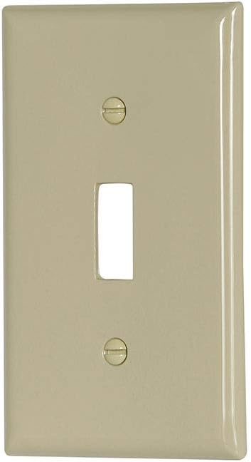 Cooper Wiring Devices 5134V-BOX Standard Size Nylon 1-Gang Toggle Switch Wallplate, Ivory Color