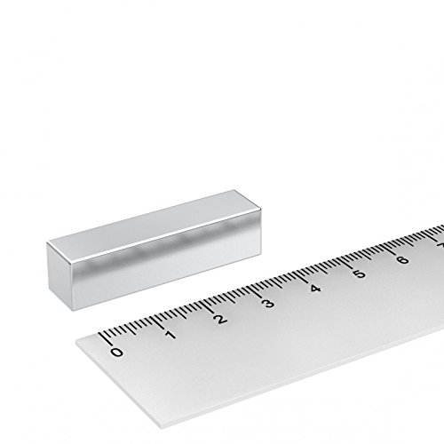 20 x Neodym Quadermagnet 40 x 10 x 10 mm, Grade N45, Nickel Beschichtung, axial magnetisiert