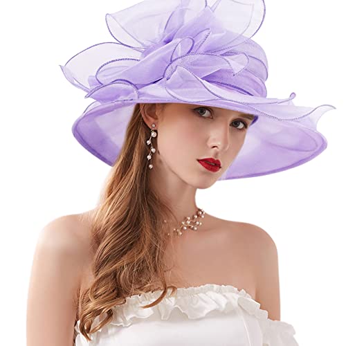 Testudineus Women Organza Bow-Knot Church Hat Fascinator Cap For Tea Party Bridal Wedding Dress Sun Hat #TOP1