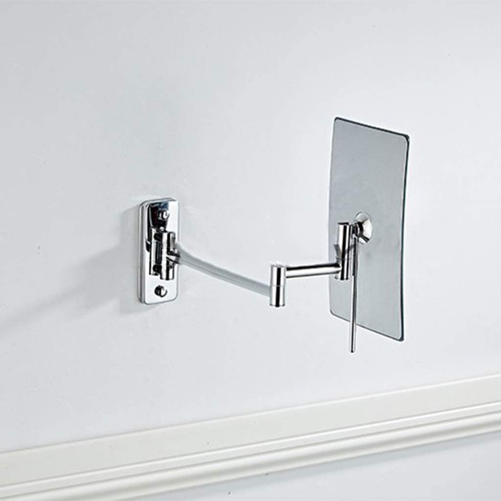 Espejo de maquillaje plegable para baño, espejo telescópico giratorio para colgar en la pared, triple zoom, espejo de maquillaje de un solo lado, 8 pulgadas, parte inferior cuadrada