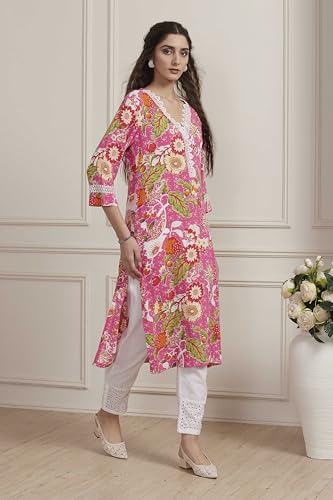 Image of BIBA Women Floral Printed Straight Kurta