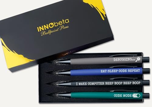 InnoBeta Programmer Gifts, Ballpoint Pen Set of 4, Gift Ideas for Computer Science Lovers, Coworker,...