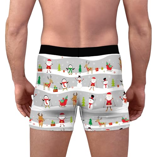 Aueyan Christmas Underwear For Men,Funny Christmas Boxers Mens Holiday Underpants Ugly Xmas Boxer Briefs Men'S Gifts Ideas Fun Snowman Santa Penguin Graphic Print,M thumb #3