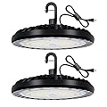 hykolity 2 Pack LED High Bay Light 150W, 5000K UFO LED High Bay Light Fixture with US Plug [450W MH/HPS Equiv.] 100-277V, 19,500lm, IP65 Commercial Warehouse Area Light for Wet Location