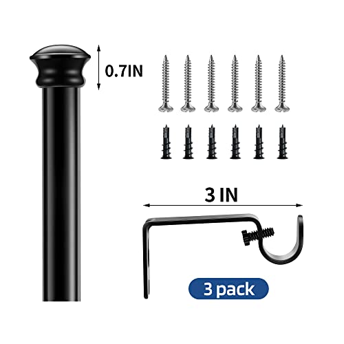 Standard Decorative Window Curtain Rods 30 To 88 Inch,5/8 Inch Diameter Small Curtain Rod Set, Heavy Duty Drapery Rods With Brackets-Black #TOP4