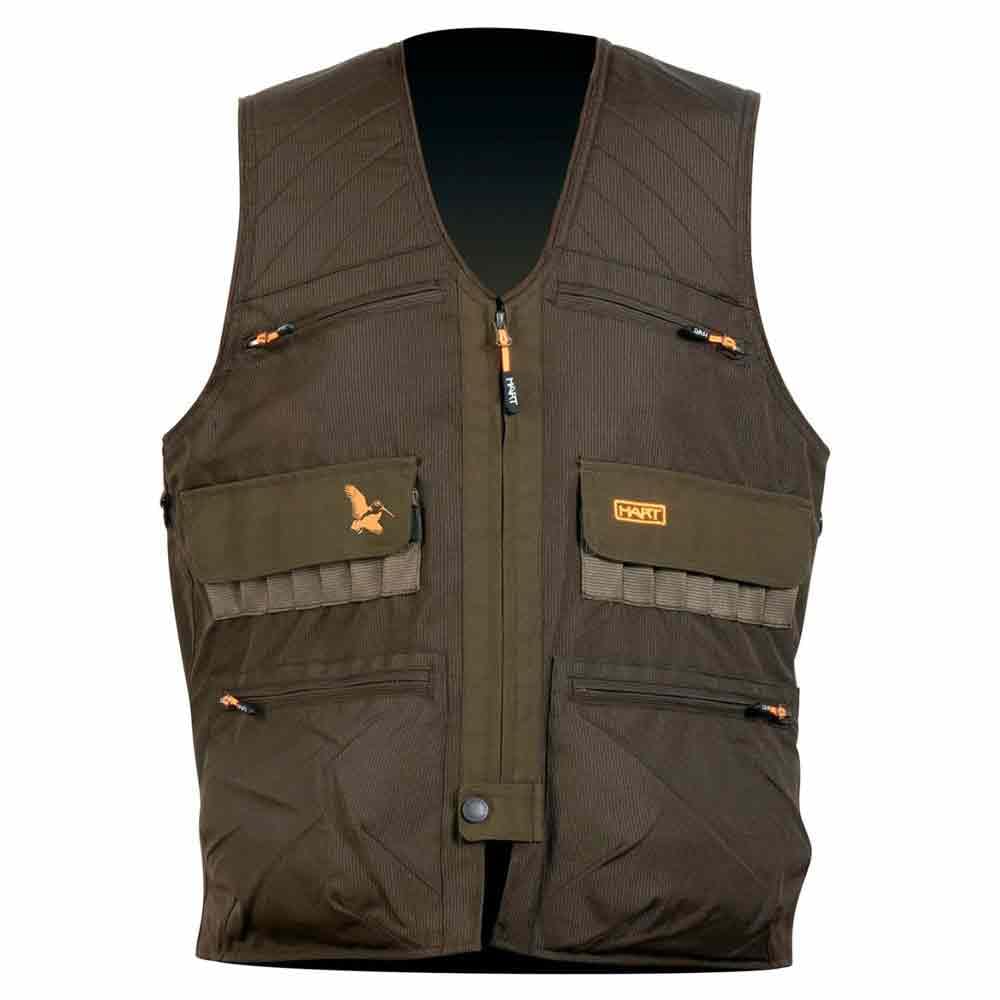 HART ARMOTION Chaleco de Caza Class-V, Verde Oliva Oscuro, Tejido Rip-Stop, con Doble Morral, Cananas, Bolsillos Cargo, Forro de Malla Transpirable (FR/ES, Letras, S, Regular, Regular)