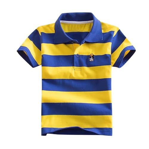 duxyoz Boys Toddler Kids Short Sleeve Polo Shirts Summer Clothe Classic Stripe Printed School Uniform Shirt Casual Moisture Wicking Soft Breathable Cotton Tops Pique Polo Shirts 12-13 Years