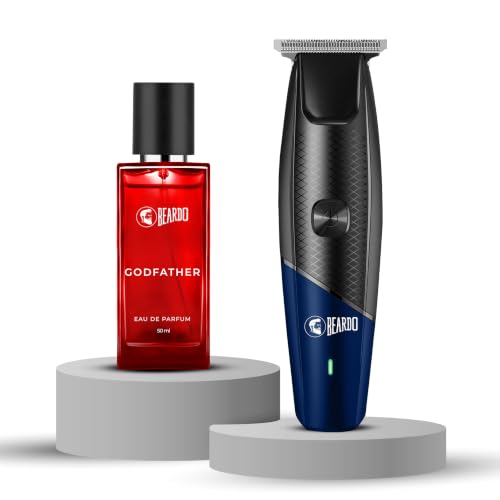 Image of Beardo Men's Grooming & Fragrance Duo: EZ Apex Trimmer & Godfather EDP Perfume (50ml) - Professional Precision Styling & Iconic Masculine Scent Kit (Set of 2)