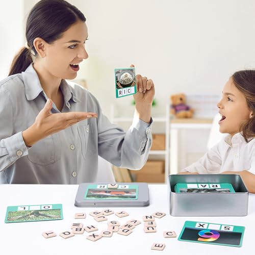 Tarjetas educativas de madera y rompecabezas de abecedario para preescolar 3