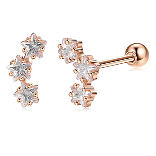 Boucles d'oreilles petits clous d'oreilles argent sterling étoile femme rose