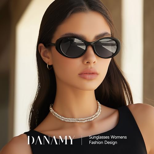 DANAMY Retro Oval Sunglasses for Women UV400 Protection Lightweight Designer Frame 90s Vintage Shades2