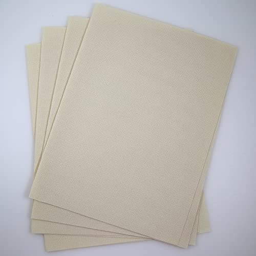 Image of KCS 4 /6 pc of 12 inch x 18 inch 18CT Counted Cotton Aida Cloth Cross Stitch Fabric (4 pc, Cream)